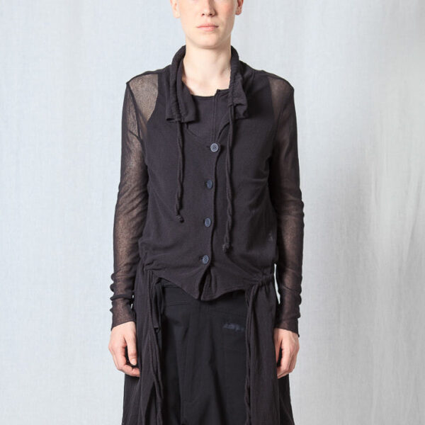 Colpax Sheer Draped Coat – Organic Cotton Mesh (GOTS Certified)